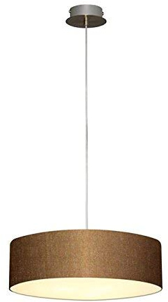Lampenlux LED Pendellampe Pendelleuchte Bango Stoffschirm Dunkelbraun Montur Silber Ø60 cm