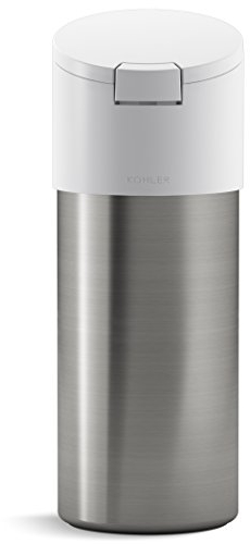 Kohler Dispenser disinfettanti (salviette Non Incluse), Contenitore Coperchio Easy One Touch, Inossidabile, in Acciaio Inox con Bianco, 4 x 4 x 10.75