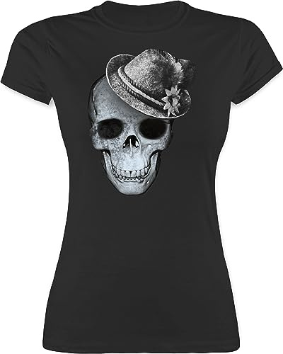 Shirtracer - Shirt Damen - Kompatibel Oktoberfest - Totenkopf mit Filzhut