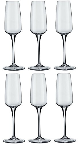 Bormioli Rocco Aurum Champagne Flutes - Lead Free Italian White Red Wine Goblet Glasses Fine Rim - 230ml - Pack of 6