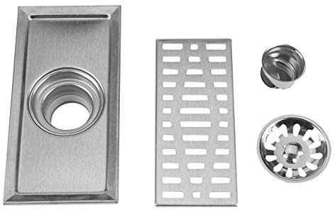 Yosoo - Sifón de Suelo Rectangular de Acero Inoxidable con Drenaje de Ducha para Inodoro, Cabina de Ducha, Cocina, Cuarto de baño