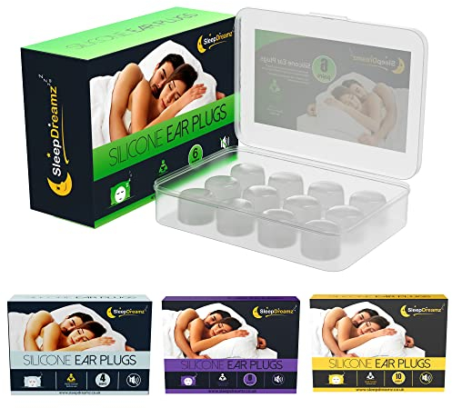 Tappi per le orecchie Premium per dormire - 6 paia, bianchi - Tappi per le orecchie in morbido silicone antirumore per un sonno tranquillo e ininterrotto di SleepDreamz