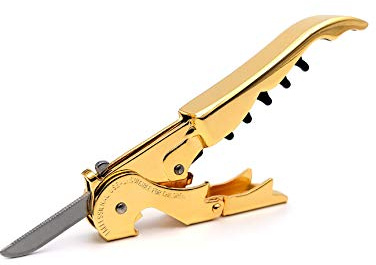 Pulltap's Genuine Slider 900 Waiter's Corkscrew – Double-Hinged Wine Key with Sliding Foil Cutter – Patented Design – Made in Spain – Oro (Gold 24K Full Gold)
