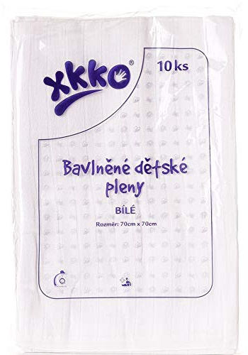 XKKO - Panni classici in mussola (pannolini di cotone) – Dimensioni 70 x 70 / bianco (10 pezzi)