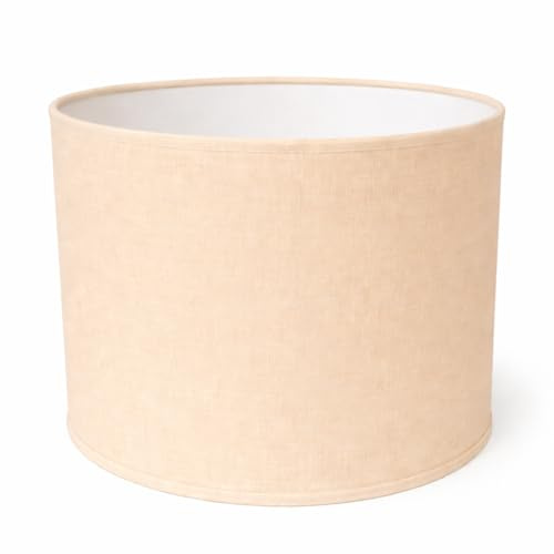Zylinder Lampenschirm Baumwolle Stoff handgefertigt für Deckenleuchte, Tischleuchte, Stehlampe (Creme, 25 cm Durchmesser 20 cm Höhe)