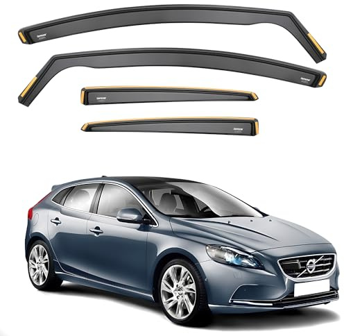 iSpeed Wind Deflectors For Volvo V40 mk2 2012-2019 5 Door Hatchback 4pc Set - Keep Your Car Ventilated in Rain - Reduce Wind Turbulence - Tinted In-Channel Type