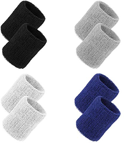 tiopeia 8 Packung Sport Wristbands, Baumwolle Schweißbänder Absorbierende Handgelenk Bands für Fußball, Basketball, Tennis, Gymnastik, Golf, Running