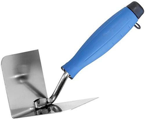 Toolty Stainless Steel Lining, Plastering Trowel - Internal Corner Trowel - 120x75mm - Rubber Handle - for Brickwork and Plastering - DIY - TLTY-1804