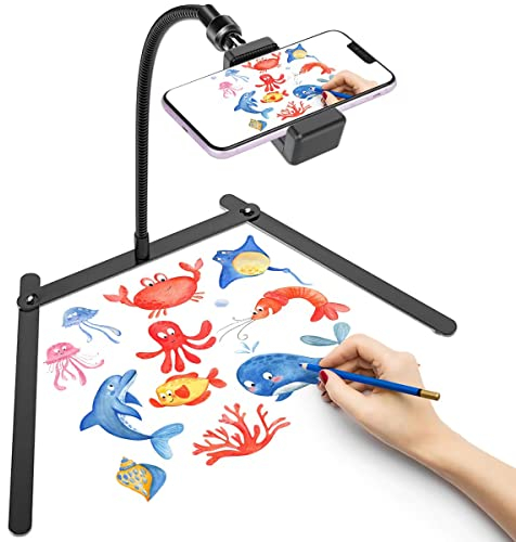 Pomarks Cellphone Stand,Overhead Phone Mount,Table Top Teaching Online Stand for Live Streaming and Online Video and Food Crafting Demo Drawing Sketching Recording(
