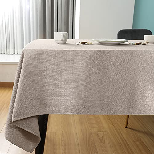 Tischdecke Leinen Tischwäsche Beige 140 x 180 cm Eckig Abwaschbar | Tischdecke Wasserdicht Tischtuch outdoor Gartentischdecke Küche Restaurant Partys Festen Weihnachten Neujahr