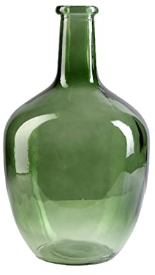 Serene Spaces Living Jarrón de vidrio con cuello de botella verde, jarrón vintage para suelo, recipiente floral de tallo largo, centro de mesa decorativo para mesa de café, oficina, boda, eventos, 7.4