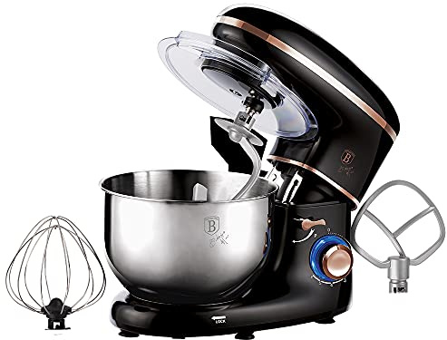 Berlinger Haus, Robot de Cuisine, Collection Black Rose, 6 vitesses avec fonction d'impulsion turbo, Facile à nettoyer, Fonction ouverte/fermeture facile, Bol en acier inoxydable, Lumière LED