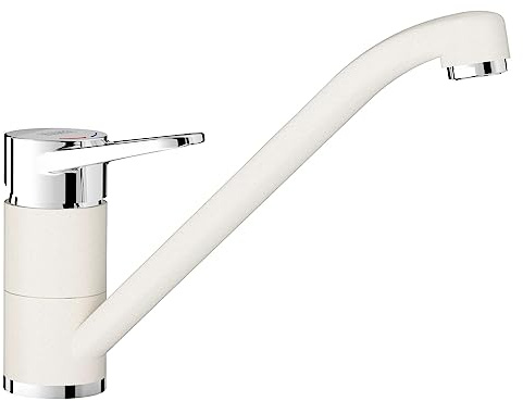 BLANCO WEGA II | Küchenarmatur in silgranitweiß/chrom | Hochdruck | Rückflussverhinderer | Keramik Kartusche | Gesicherte Wasserqualität & wassersparend | [4,8x25,2x18,5 cm]