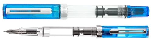 TWSBI Penna stilografica Eco Blu trasparente con caricamento a stantuffo, pennino in acciaio F/M, 13,3 cm