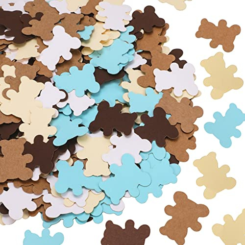 OOTSR 300 Stück Konfetti für Hochzeitstafeln, 3,1 cm, buntes Bärenpapier, Konfetti für Partys, Dekorationen, Geburtstagspartys (Blau, Weiß, Braun)