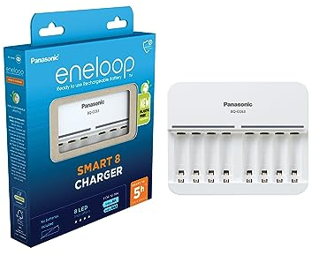 eneloop Smart Ladegerät, für 1-8 AA/AAA NI-MH Akkus, 5 Stunden Ladezeit, 9 Sicherheitsfunktionen