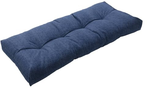 Magpie Fabrics Patio Bench Cushion 42x18, Indoor/Outdoor Non-Slip Water Resistant Long Seat Pads, Tufted Loveseat Cushion for Swing, Settee, Window, Garden, Wicker, Front Porch (Navy Blue Textured)