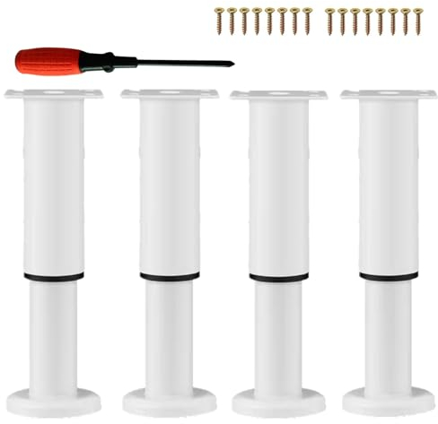 EURXLQ 4 patas ajustables blancas, antideslizantes, resistentes a la corrosión, para muebles de 8-12 cm, capacidad de carga 800 kg
