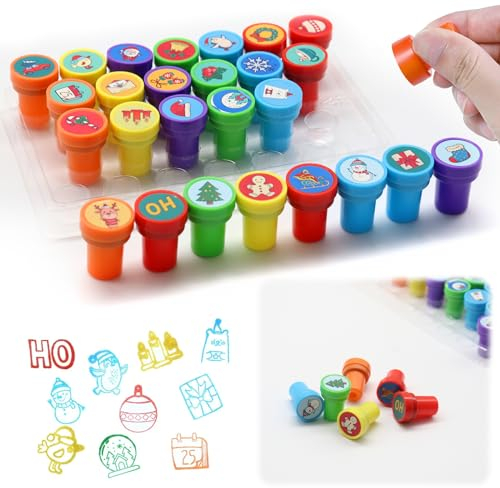 DOWNDRIFT 26 Stück Kleine Stempel Kinder Weihnachts Stempel Kinder Stempel Weihnachten Kinder Weihnachten Selbstfärbend Stempel für Kinder ab 2 jahre Mitgebsel Kindergeburtstag