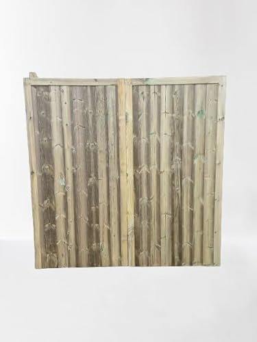 md carpentry Wooden Garden Driveway Gates, 6ft (180cm) High, Double, Pressure Treated, Green, Human Target, Wood Material
