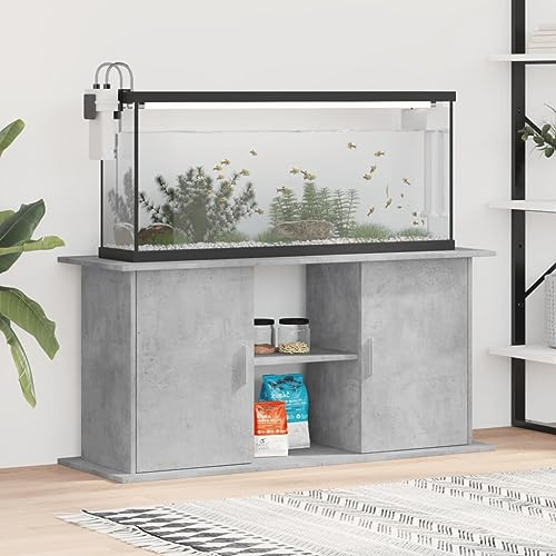 DJEKA Aquariumständer Aquarium unterschrank Aquarienschrank Schrank Aquarium Tisch Holzwerkstoff-Betongrau-121 x 41 x 58 cm