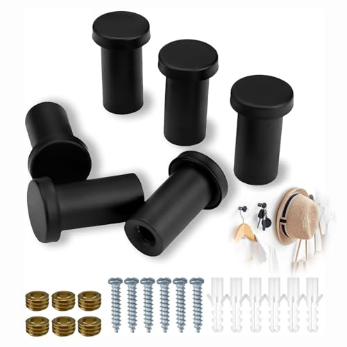 xlwen 6er Set Garderobenhaken Edelstahl Schwarz,Wandhaken mit 30kg Tragkraft & Montagezubehör,Handtuchhaken Wandhaken Garderobe für Badezimmer, Küche, Schlafzimmer