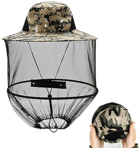 Gobiufy Midge Head Net Hat,Pop up Mosquito Head Hat with Netting,Portable Face Net Mesh with Hat Protection Head Cover for Adults Outdoor Hiking Camping Climbing Fishing Walking Gardening