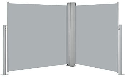 Ailgely Doppel Seitenmarkise 100 x 600 cm, Alu-Ausziehbar Seitenmarkise, Sichtschutz für Balkon und Garten, Senkrechtmarkise außen Blickdicht für Balkon, Terrasse, Garte Anthrazit
