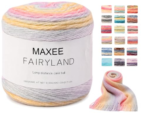 Maxee Bobbel Wolle Farbverlauf,1 x 100g Farbverlaufsgarn,69-Regenbogen | Wolle zum Häkeln mit Farbverlauf, auch zum Stricken; weiches mehrfarbiges Garn für Schal, Tuch, Mütze und Pullover