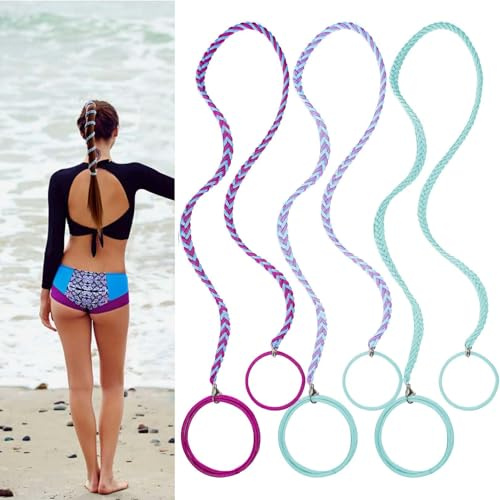 3 Packs 25 Ponytail Holder Hair Ties, Elastic Hair Wrap Braided Long Spirals No Tangle for Beach Sports Motorcycle Swimming Diving Surfing Colorful B