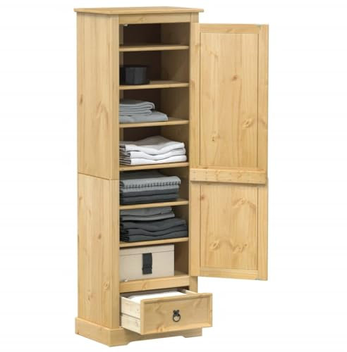 Sufrk Kleiderschrank Vorratsschrank Mehrzweckschrank Schrank Kleiderschrank Corona 55x38x170 cm Massivholz Kiefer
