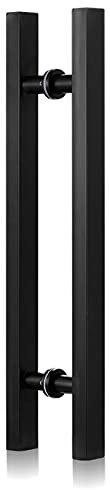Modern Glass Shower Push Pull Door Handle Square Bars Entry Sliding Barn Door Handle Wardrobe Door Knobs Matt Black 100cm/3.3ft