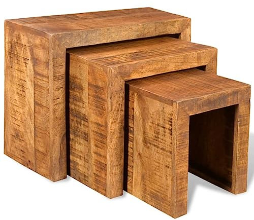 Satztisch-Set 3-TLG. - Beistelltische 3 STK. - Teetisch Set in verschiedenen Größen, stapelbar Couchtisch Set, Dekotisch für Wohnzimmer, Schlafzimmer
