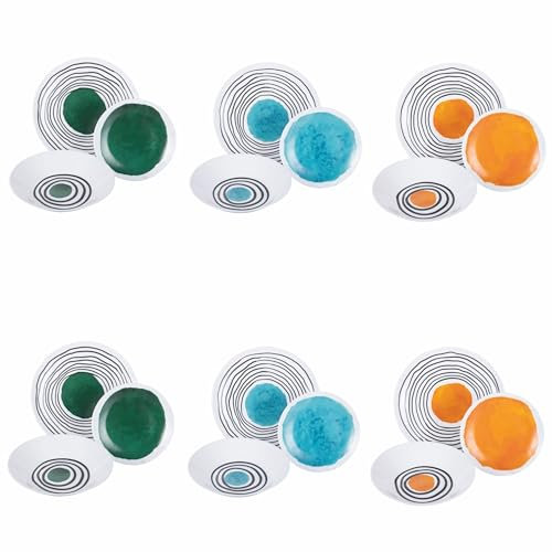 Villa d'Este Home Tivoli Venice Lido - Vajilla de 18 piezas, de cristal opal, 6 plazas en 3 diseños diferentes