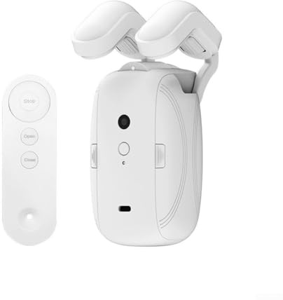 Zilimontt Apri tenda elettrico con telecomando, asta romana U-Rail I-Rail 4000 mAh, funzionamento 6 mesi, funzionamento automatico silenzioso, motore elettrico intelligente per tende (1 palo romano)