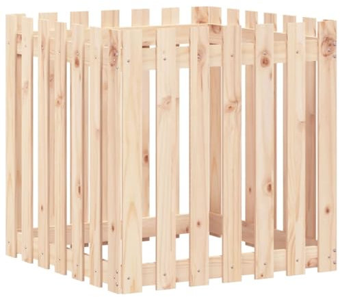 AUVYI Pflanzentopf aus Holz Balkonkasten Lattenzaun-Design Blumentopf Pflanzgefäß Pflanzenkasten Gemüsebeet Langlebig und Verrottungsbeständig Gartenmöbel Massives Kiefernholz 70x70x70 cm