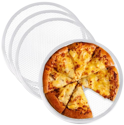 MUKSEUT 4 teglie per pizza da 30,5 cm, in alluminio, antiaderenti, rotonde, per forno e cucina domestica, 4 pezzi