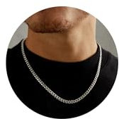Esrael Silberkette Herren 5mm Silber Kette Herren Kubanische Halskette Edelstahl Kette für Männer Junge Halsketten Schmuck Geschenke für Männer 20 Zoll