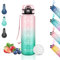 Trinkflasche Kinder, Trinkflasche 500ml, Trinkflasche Auslaufsicher, Trinkflasche mit Zeitmarkierung, Leicht zu Reinigen, Trinkflasche Mädchen, Sporttrinkflasche für Schule, Reisen, Camping, Rosa-Cyan