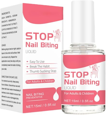Stop Nail Biting with Anti-Bite Nail Polish - Rapid Treatment for Adults & Kids - Clear Stop Repair Varnish - Simple Application for Bite Prevention