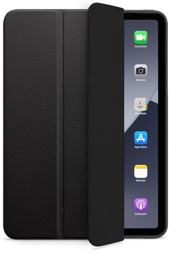 WIIUKA Hülle für iPad Pro 13 (2025/2024) M5/M4, Deutsches Leder, Lederhülle extra Dünn, Premium Smart-Cover Case, Schwarz