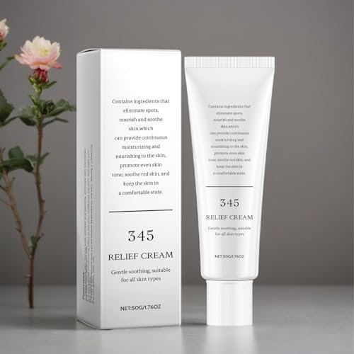 345 Relief Cream, 345 Beruhigende Creme, Intensive Repair Cream, Feuchtigkeitsspendende Gesichtscreme für Akne und fettige Haut, Anti Aging, Anti Falten, Feuchtigkeitscreme für das Gesicht (1)