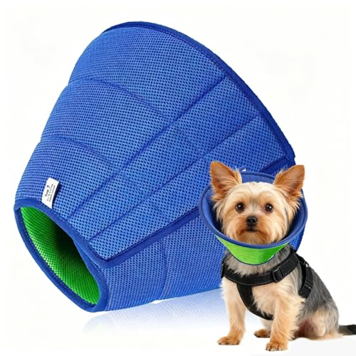 Soft Dog Cone Collar for Dogs After Surgery, Adjustable Breathable Mesh Pets Neck Recovery Collar for Protective Head Cone for Dogs Prevent Licking (Blue S)