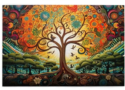 Puzzle 3000 Pezzi Albero della vita Puzzle Colore Adulti Arte Grandi Dimensioni Jigsaw di Legno, Impossibili Jigsaw Gioco Familiare for Adulti Principiante, Home Decor Regalo Donna 81x122cm E-595