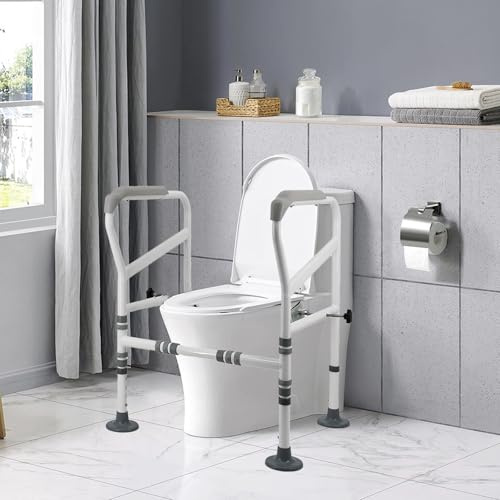 ToilettensitzerhöHung mit Armlehnen,Aufstehhilfe Toilette für Senioren mit Höhenverstellbaren,WC SitzerhöHung für Senioren,Toilettenstuhl für Senioren für Senioren,Behinderten