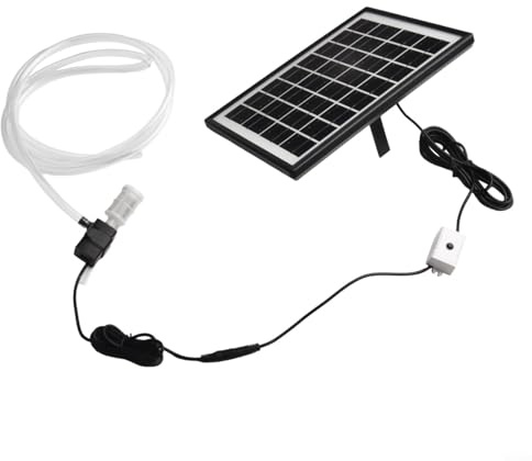 Alanmoship Solar Water Pump Kit, 6W 9V Panel 12V, DC Submersible Pump 240L/h Flow Rate 2M Pipe Filter, For Pond Fountain Aquarium Rockery Outdoor