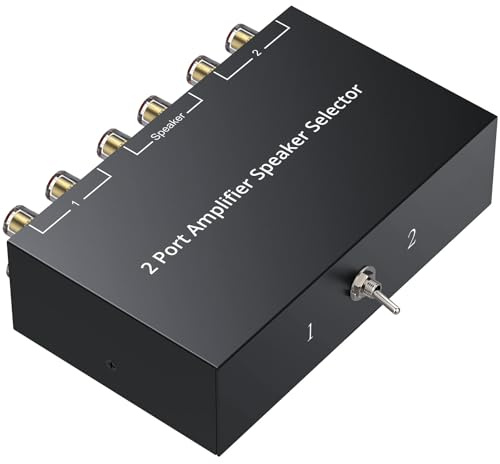 LiNKFOR Commuttatore Audio Bidirezionale a Banana Placcate Oro per Amplificatore e Casse Selettore Altoparlanti 100W RMS con Switch A/B 2(1)-IN-1(2)-OUT Senza Alimentazione per Hi-Fi, Home Cinema