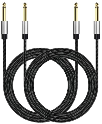 2 Pack Guitar Cables, 1/4 Inch Instrument Cable With 6.35mm Straight Ts Jack, 1/4 Inch TS Male To Male Input/Output Jack Lead Guitar Cables for Guitars Keyboards Amplifiers Mixers Microphones（2m)