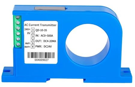 BALYDLUL Trasformatore di Corrente con trasduttore amperometrico a Tre terminali DC24V, trasmettitore di Corrente AC 0-600A, 4-20ma 0-10V RS485(35mm Hole,DC 0-100A_Output 0-5V)