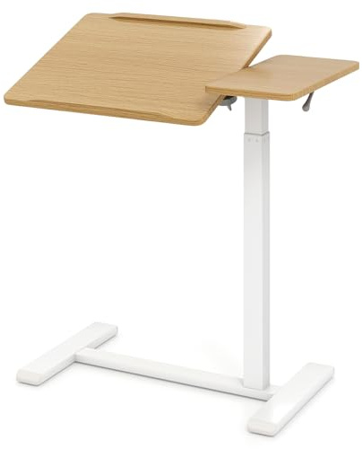 GIANTEX Pflegetisch mit versteckten Rollen, Betttisch höhenverstellbar, Beistelltisch Pflegebett, Laptoptisch mit kippbarer Tischplatte, Krankenbett Beistelltisch, Krankentisch Bett, 68x40x70-103,5cm